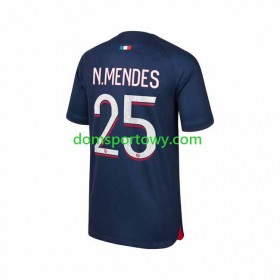 Koszulka Paris Saint-Germain N.Mendes 25 Domowe Koszulki Piłkarskie 2023-2024 Krótki Rękaw
